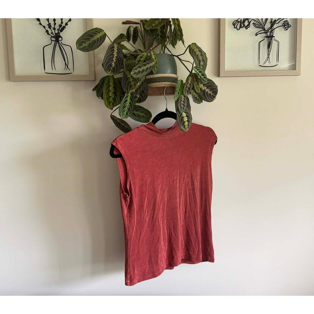 Vtg 90s FIORE Shimmery Rust Liquid Knit Turtleneck Tank - XL - Made in USA